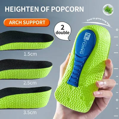 메모리 폼 높이 증가 깔창 남녀공용 신발, 평발 아치 지지대 정형외과 깔창 스니커즈, 힐 리프트 케어 깔창
